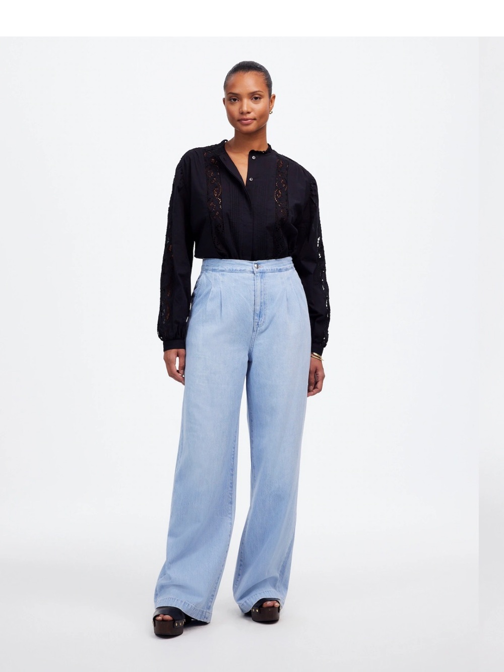 NWT Madewell Curvy Harlow Wide-Leg Denim Trouser in Noll Wash Airy Denim Edition